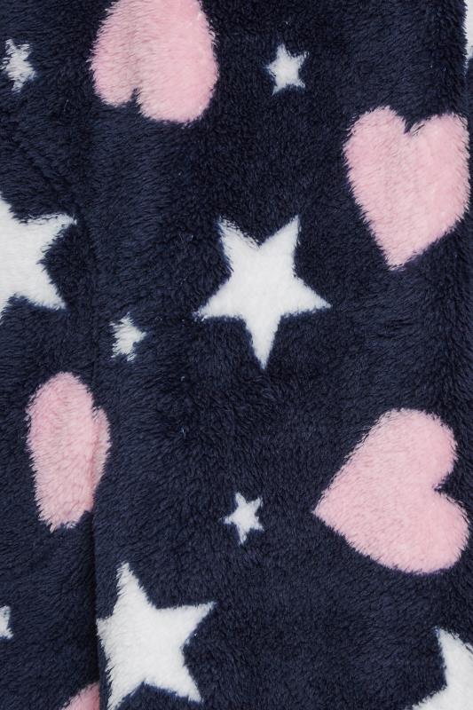 YOURS Plus Size Dark Blue Heart Print Snuggle Hoodie | Yours Clothing 6