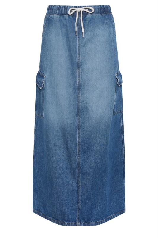 LTS Tall Womens Blue Denim Tie Waist Maxi Skirt | Long Tall Sally 6