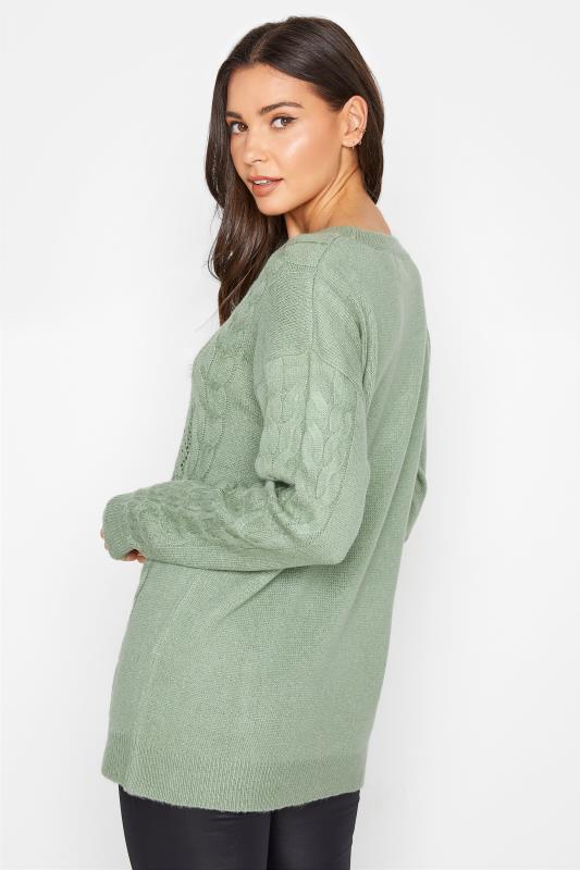 LTS Tall Sage Green Pointelle Knitted Jumper_C.jpg