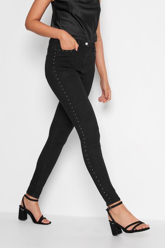 LTS Tall Black Studded AVA Skinny Jeans 1