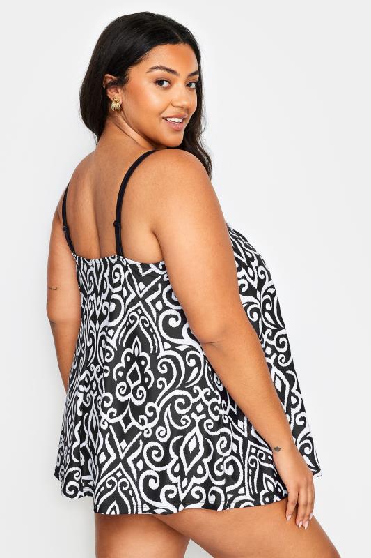 YOURS Plus Size Black Abstract Print A-Line Tankini Top | Yours Clothing 5