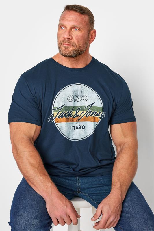 JACK & JONES Big & Tall Navy Blue Brady T-Shirt 1