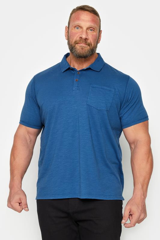 BadRhino Big & Tall Denim Blue Slub Polo Shirt | BadRhino 1