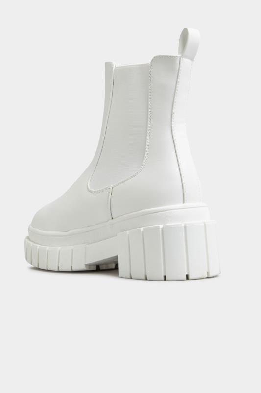 LIMITED COLLECTION White Leather Look Chunky Chelsea Boots In Standard D Fit 5