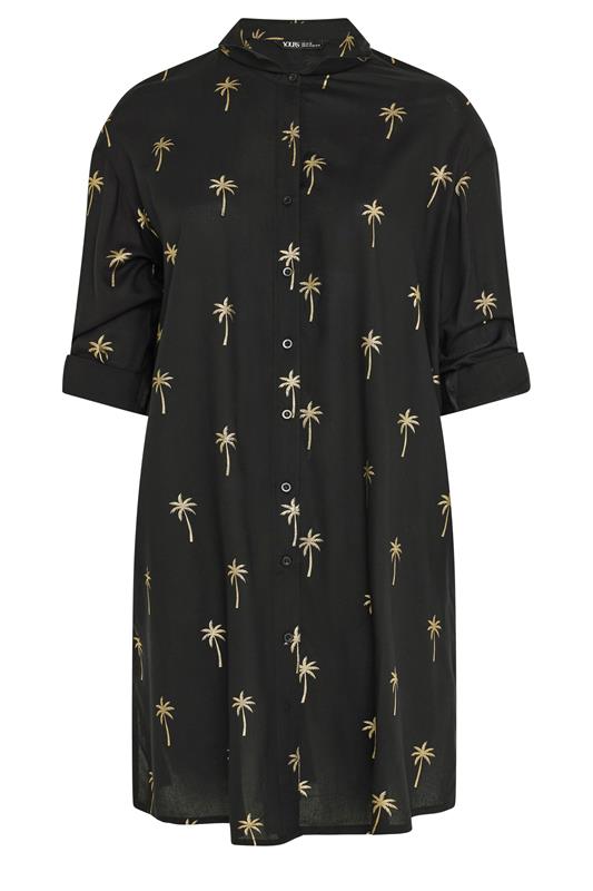 YOURS Plus Size Black & Gold Palm Tree Shirt Dress | Yours Clothing 5