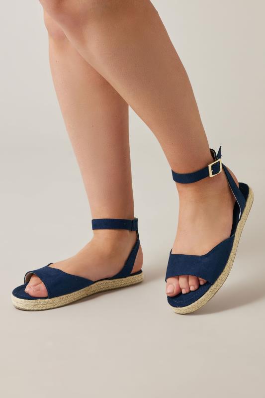  Evans Navy EXTRA WIDE FIT Faux Suede Espadrille