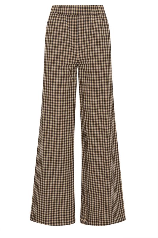 LTS Tall Women's Brown Gingham Print Wide Leg Trousers | Long Tall Sally 5