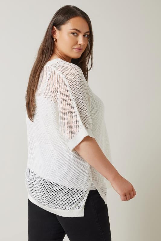 EVANS Plus Size White Tape Yarn Jumper | Evans  3