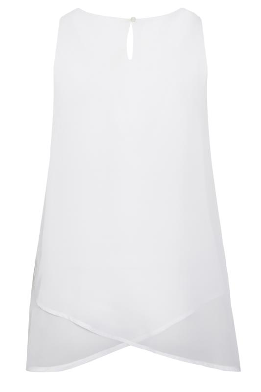 YOURS LONDON Plus Size White Layered Vest Top | Yours Clothing 6