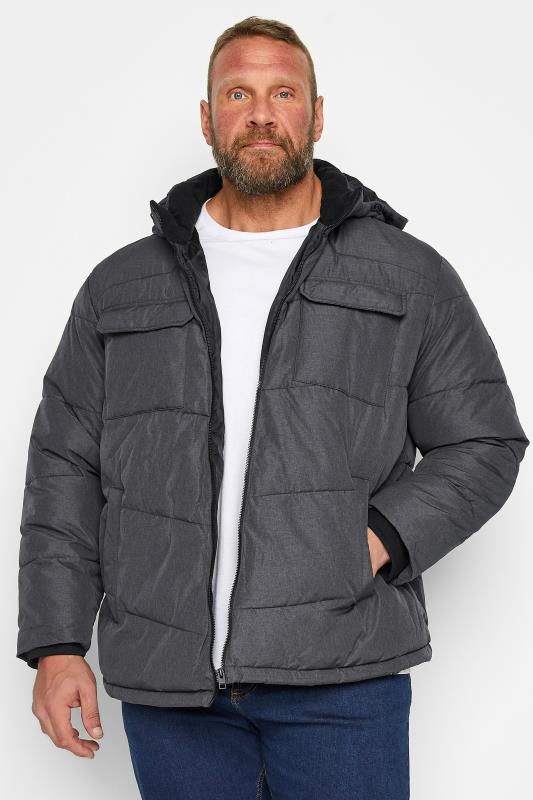 Men's  JACK & JONES Big & Tall Charcoal Grey Pocket Puffer Jacket