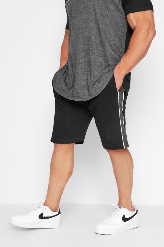Men's  D555 Big & Tall Black 'Couture' Slogan Elasticated Waist Jogger Shorts