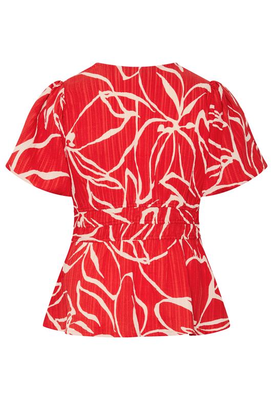 YOURS Plus Size Red Floral Print Puff Sleeve Top | Yours Clothing 6