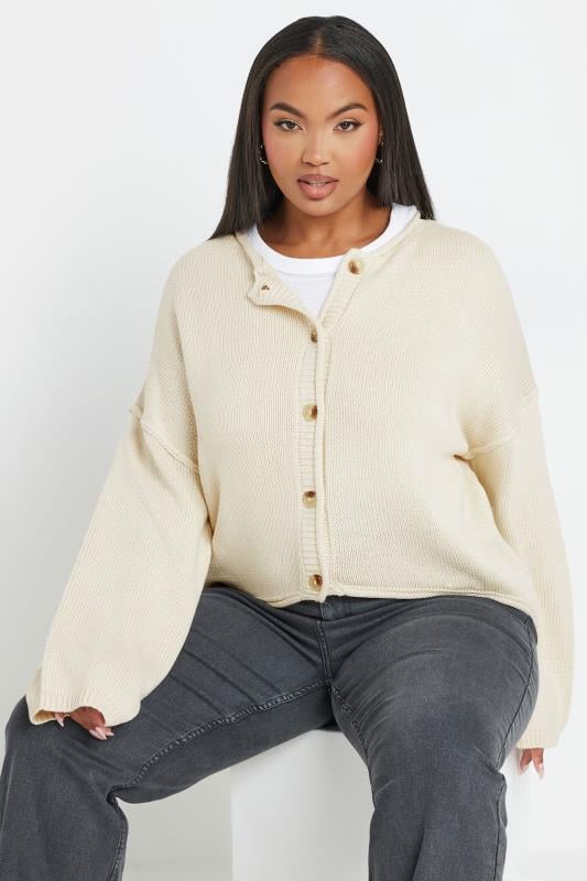 Plus Size  YOURS Curve Cream Button Up Cardigan