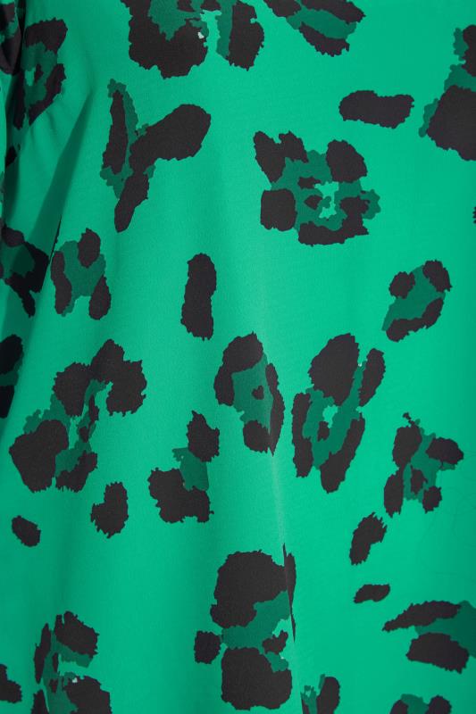 YOURS LONDON Plus Size Bright Green Leopard Print Flute Sleeve Tunic Top | Yours Clothing 5