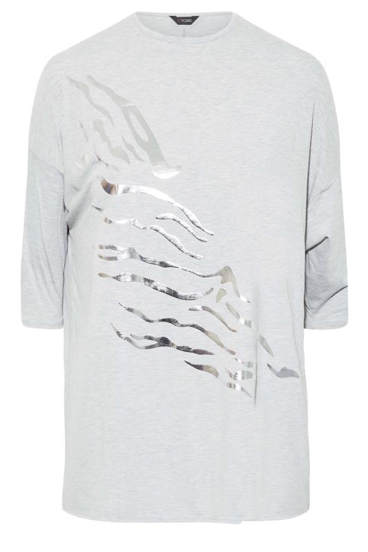 Plus Size Grey Foil Tiger Print T-Shirt | Yours Clothing 6