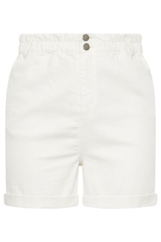 YOURS Plus Size White Elasticated Stretch Denim Shorts | Yours Clothing 5