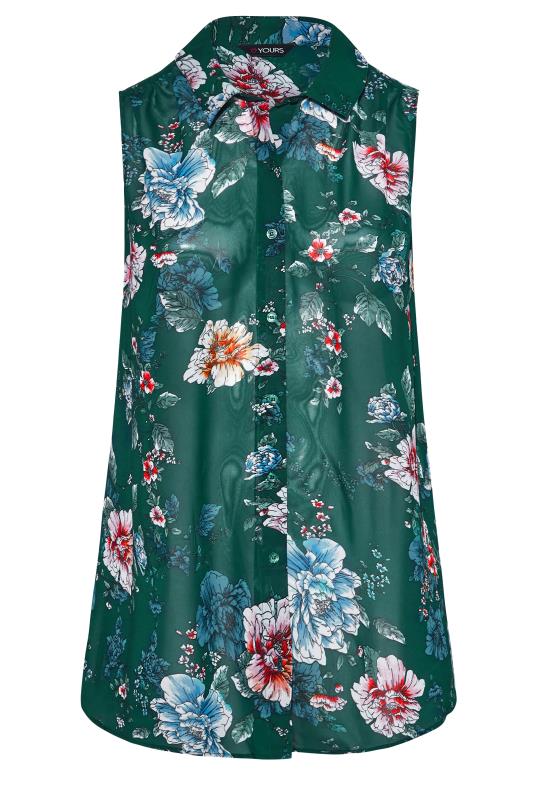 Curve Green Floral Sleeveless Swing Blouse 6