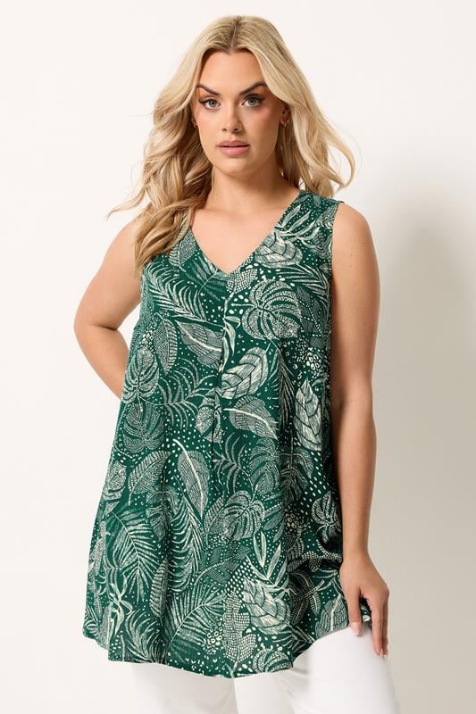  YOURS Curve Green Leaf Print Cami Vest Top
