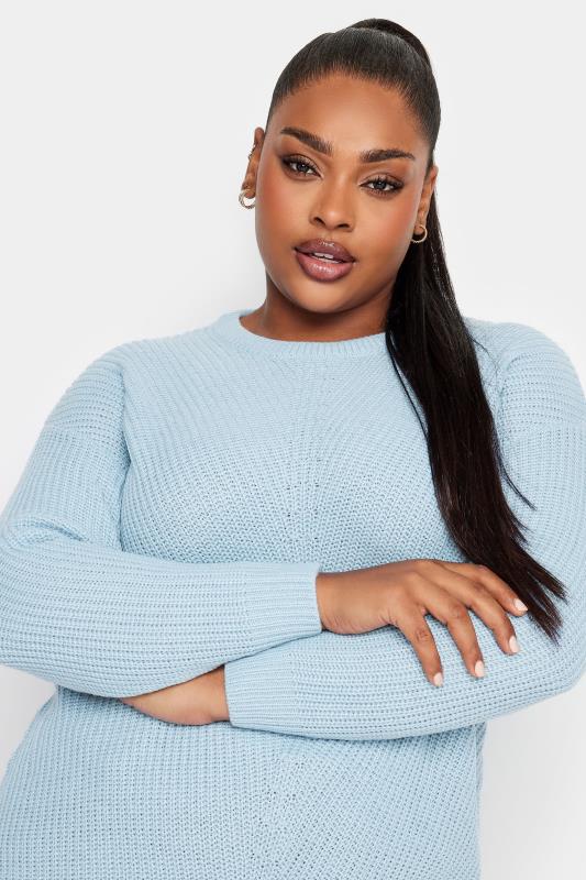 YOURS Plus Size Curve Light Blue Essential Knitted Jumper | Yours Clothing 4
