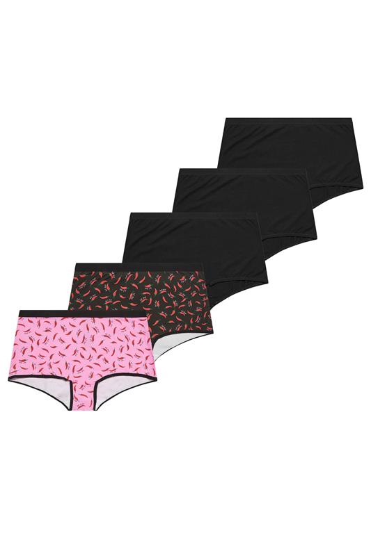  YOURS pack de 5 pantalones cortos negros con estampado de chile