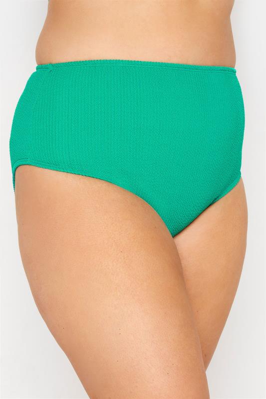 Plus Size  YOURS Curve Green Textured High Waisted Bikini Briefs