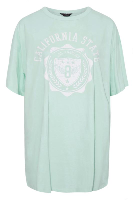 Plus Size Mint Green 'California State' Slogan Oversized T-Shirt | Yours Clothing  5