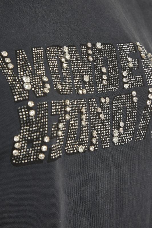 Grey Washed Sequin Diamante 'Wonder' Slogan Sweatshirt Dress_D1.jpg