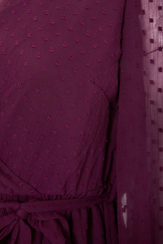 Plus Size YOURS LONDON Plum Purple Dobby Wrap Blouse | Yours Clothing 5