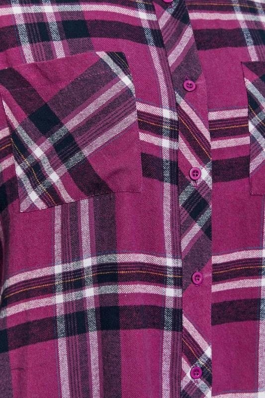 Plus Size Purple Check Brushed Boyfriend Shirt | Yours Clothing 5