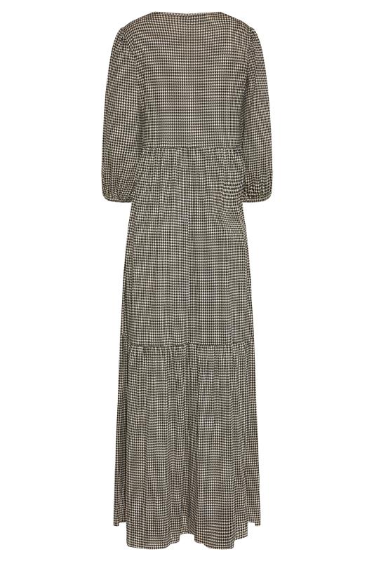 LTS Tall Beige Brown Dogtooth Check Midaxi Tiered Dress 7