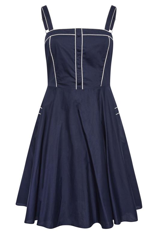 Plus Size  City Chic Navy Blue Contrast Stitch Pinafore Dress