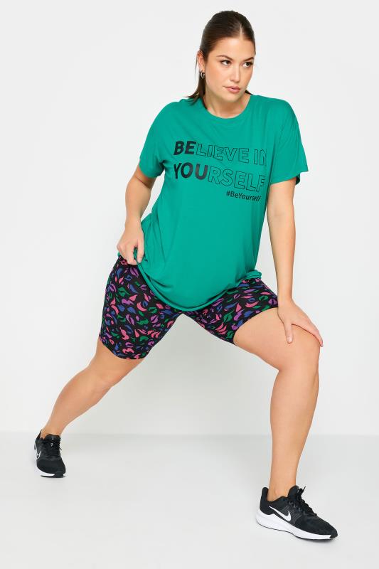 YOURS ACTIVE Plus Size Black Abstract Print Shorts | Yours Clothing 2