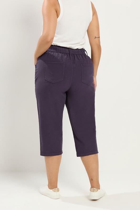 YOURS Plus Size Purple Cropped Trousers | Yours Clothing 2