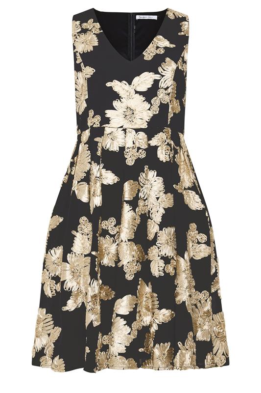 YOURS LONDON Plus Size Black Flower Applique Mini Dress | Yours Clothing 5