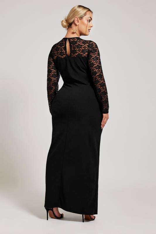 YOURS LONDON Plus Size Black Lace Detail Maxi Dress | Yours Clothing 4