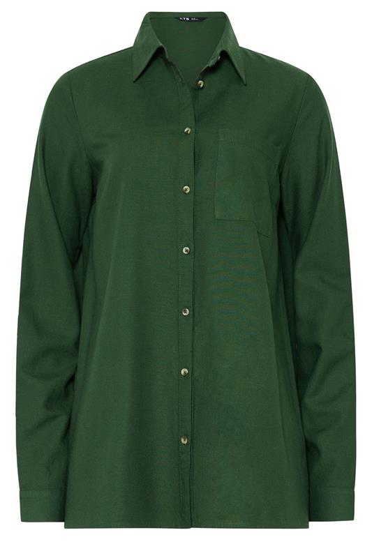 LTS Tall Women's Forest Green Long Sleeve Linen Shirt | Long Tall Sally  6