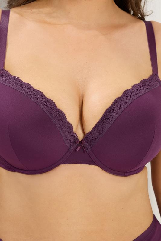 YOURSET 3 PACK Plus Size Burgundy Red & Green Lace Trim Padded T-Shirt Bras | Yours Clothing 7
