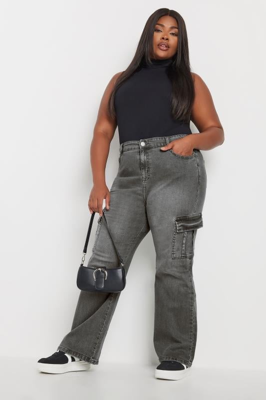 YOURS Plus Size Grey Cargo Jeans | Yours Clothing  3