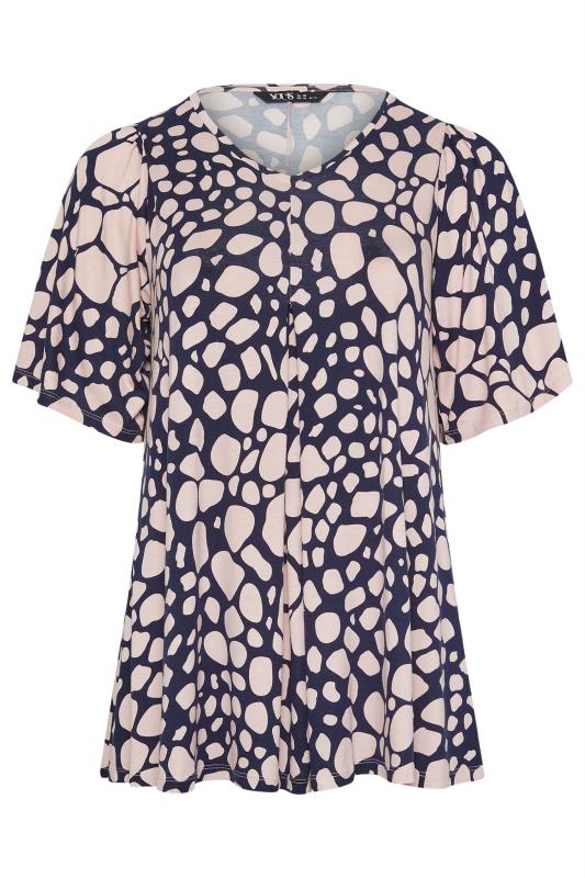 YOURS Plus Size Navy Blue & Pink Spot Print Swing Top | Yours Clothing 5