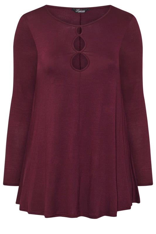 LIMITED COLLECTION Curve Berry Red Cut Out Neckline Swing Top 6