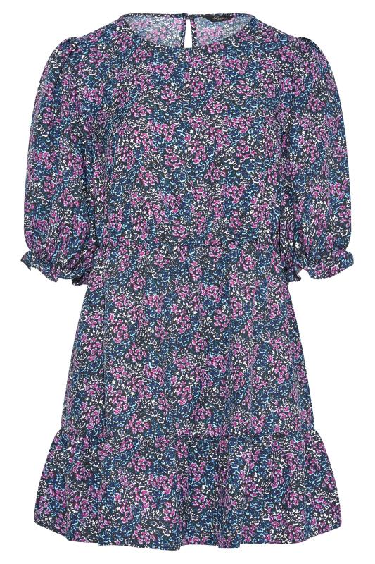 LIMITED COLLECTION Curve Black & Blue Ditsy Floral Dress 6