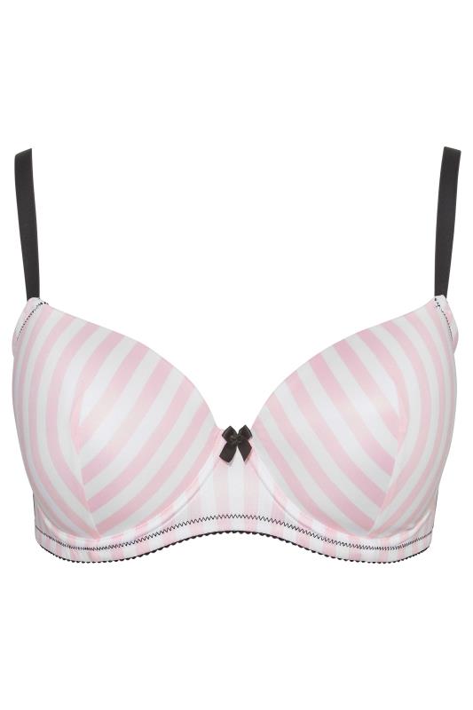 Plus Size 2 PACK Pink & White Stripe Padded Underwired T-Shirt Bras | Yours Clothing  7