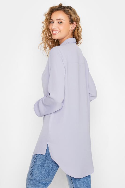 LTS Tall Lilac Purple V-Neck Twill Shirt 3