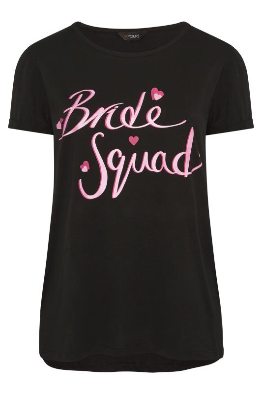 Plus Size Black 'Bride Squad' Slogan T-Shirt | Yours Clothing   6