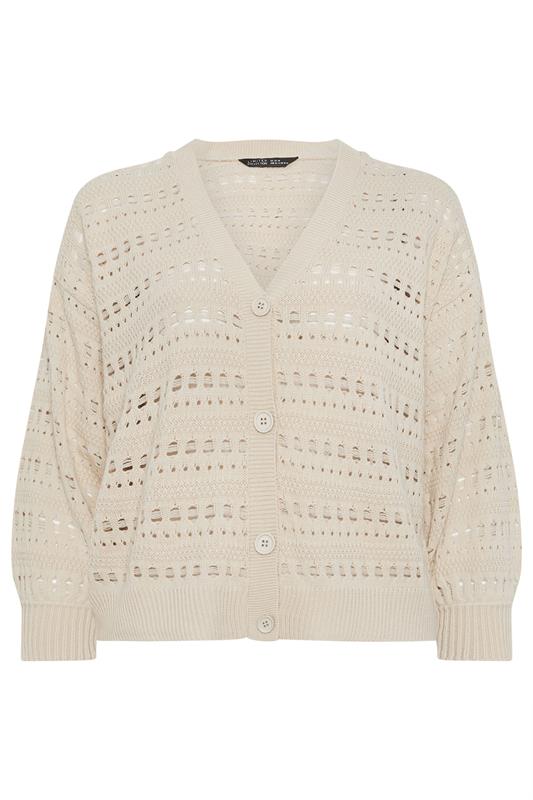 LIMITED COLLECTION Plus Size Cream Crochet Balloon Sleeve Cardigan | Yours Clothing 5