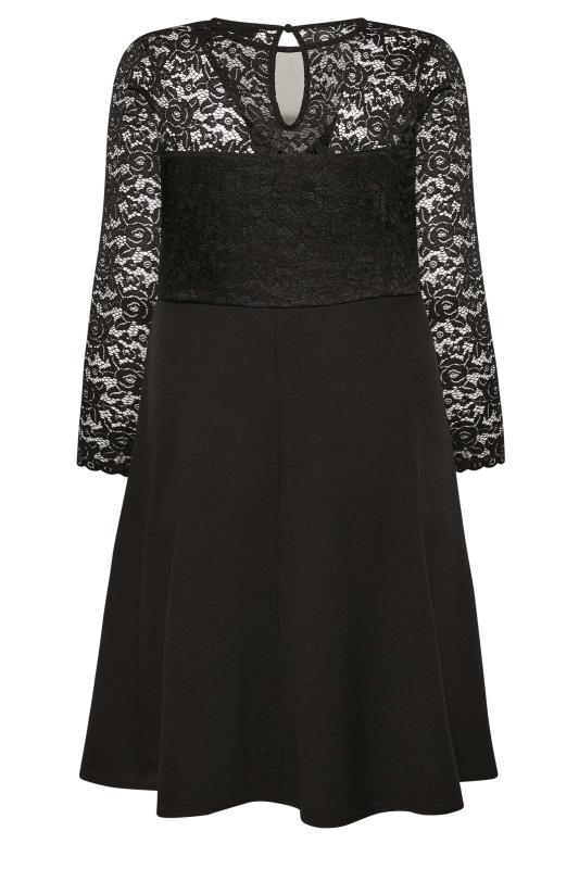  YOURS LONDON Plus Size Black Lace Plunge Skater Dress | Yours Clothing 7