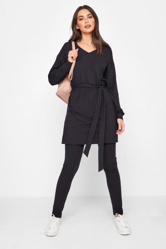 LTS Tall Black Ribbed Lounge Tunic Top 1