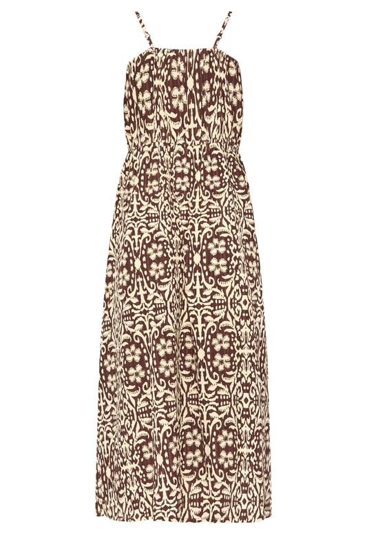 PixieGirl Petite Women's Brown Tile Print Midi Dress | PixieGirl  2