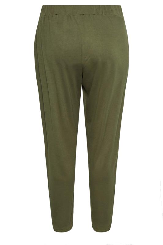 YOURS Plus Size Khaki Green Double Pleat Harem Trousers | Yours Clothing 6