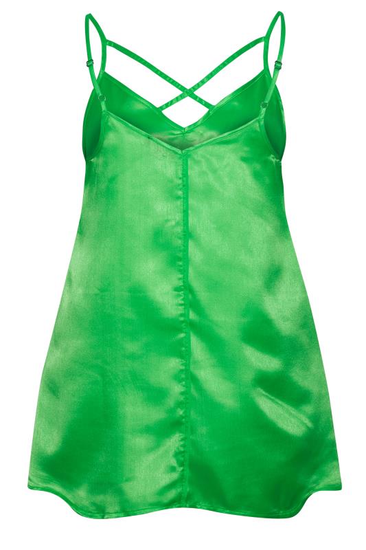 LIMITED COLLECTION Plus Size Bright Green Satin Cami Top | Yours Clothing  7